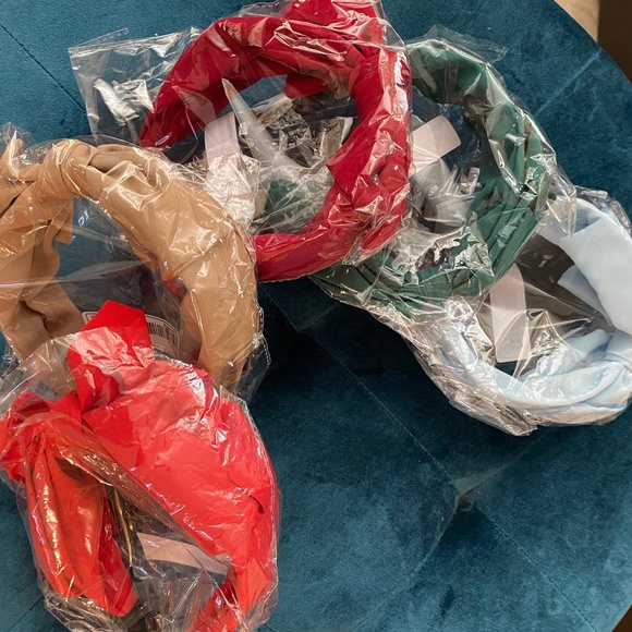 Lot of 5 Bow Headbands Red Green Taupe Baby-Blue Burgundy Hair Accessories - Picture 12 of 12